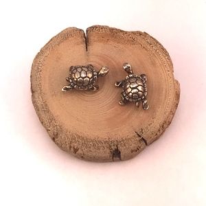 Vintage turtle stud earring set sterling silver
